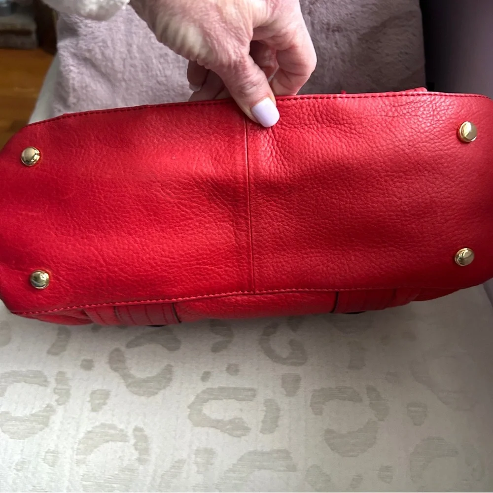 B.Makowsky Red Leather Satchel Bag